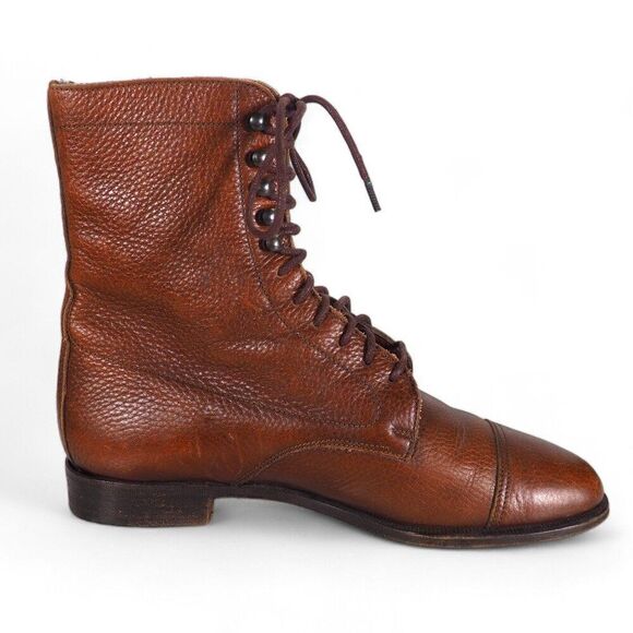 Ralph Lauren Lace-up Paddock Cap Toe Leather Boots Men's 7.5B Women's 9.5 - Picture 7 of 14